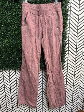 Dusty Rose Drawstring Linen-Blend Pants